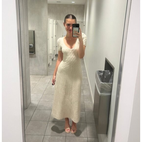 FREE PEOPLE Madsen Midi Dress in Oatmilk Size Large - Picture 2 of 13